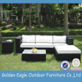 Muebles de jardín al aire libre PE Juego de sofá de ratán negro